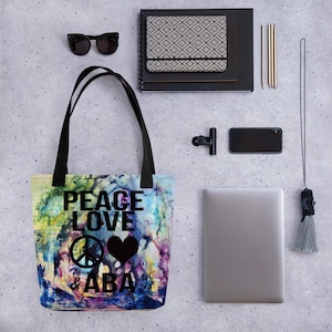 Peace Love and ABA Paintsplash Tote bag
