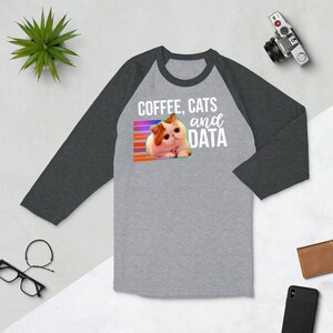 Koffie katten en gegevens - ABA Gedragsanalyse 3/4 mouw raglan shirt