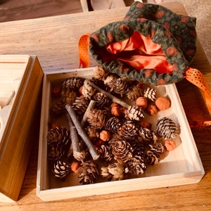 Autumn Themed Loose Parts Discovery Box - Treasure Box for Reggio Emilia, Waldorf, Montessori