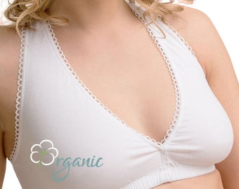 White Pearl - Pure Organic Cotton Nursing Sleep Bra - Nursing Friendly, Breathable and Hypoallergenic Fabrics. Bogema Lingerie.