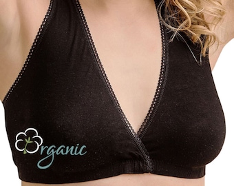 Black Pearl - Pure Organic Cotton Nursing Sleep Bra - Nursing Friendly, Breathable and Hypoallergenic Fabrics. Bogema Lingerie.