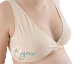 Beige Pearl - Pure Organic Cotton Nursing Sleep Bra - Nursing Friendly, Breathable and Hypoallergenic Fabrics. Bogema Lingerie.