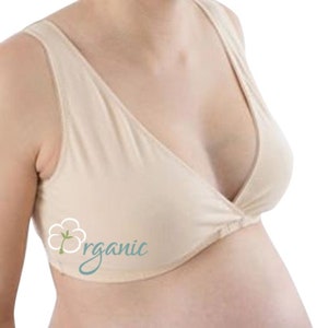 Beige Pearl - Pure Organic Cotton Nursing Sleep Bra - Nursing Friendly, Breathable and Hypoallergenic Fabrics. Bogema Lingerie.