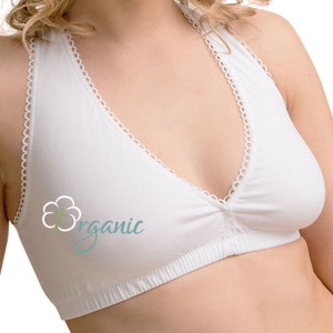 White Pearl Pure Organic Cotton Nursing Sleep Bra Nursing Friendly, Breathable and Hypoallergenic Fabrics. Bogema Lingerie. image 1