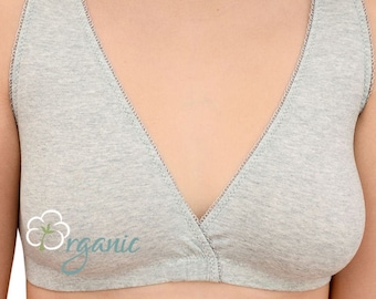 Gray Pearl - Pure Organic Cotton Nursing Sleep Bra - Nursing Friendly, Breathable and Hypoallergenic Fabrics. Bogema Lingerie.