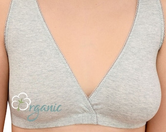 Grey Pearl - Soutien-gorge d'allaitement en pur coton biologique - Tissus adaptés à l'allaitement, respirants et hypoallergéniques. Bogema Lingerie.