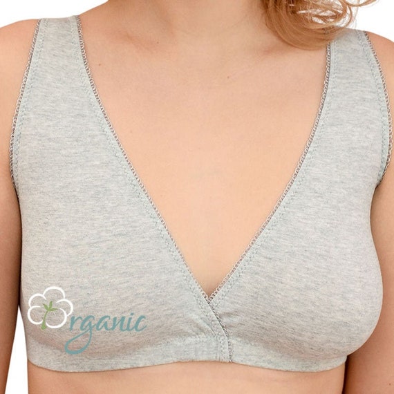 Gray Pearl Pure Organic Cotton Nursing Sleep Bra Nursing Friendly,  Breathable and Hypoallergenic Fabrics. Bogema Lingerie. 