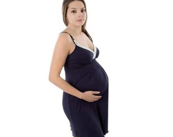 Pure Organic Cotton - Maternity Nightgown - Nursing Gown, Breastfeeding Dress, Bogema Lingerie, Nursing Friendly Nighty. Maternity Lingerie
