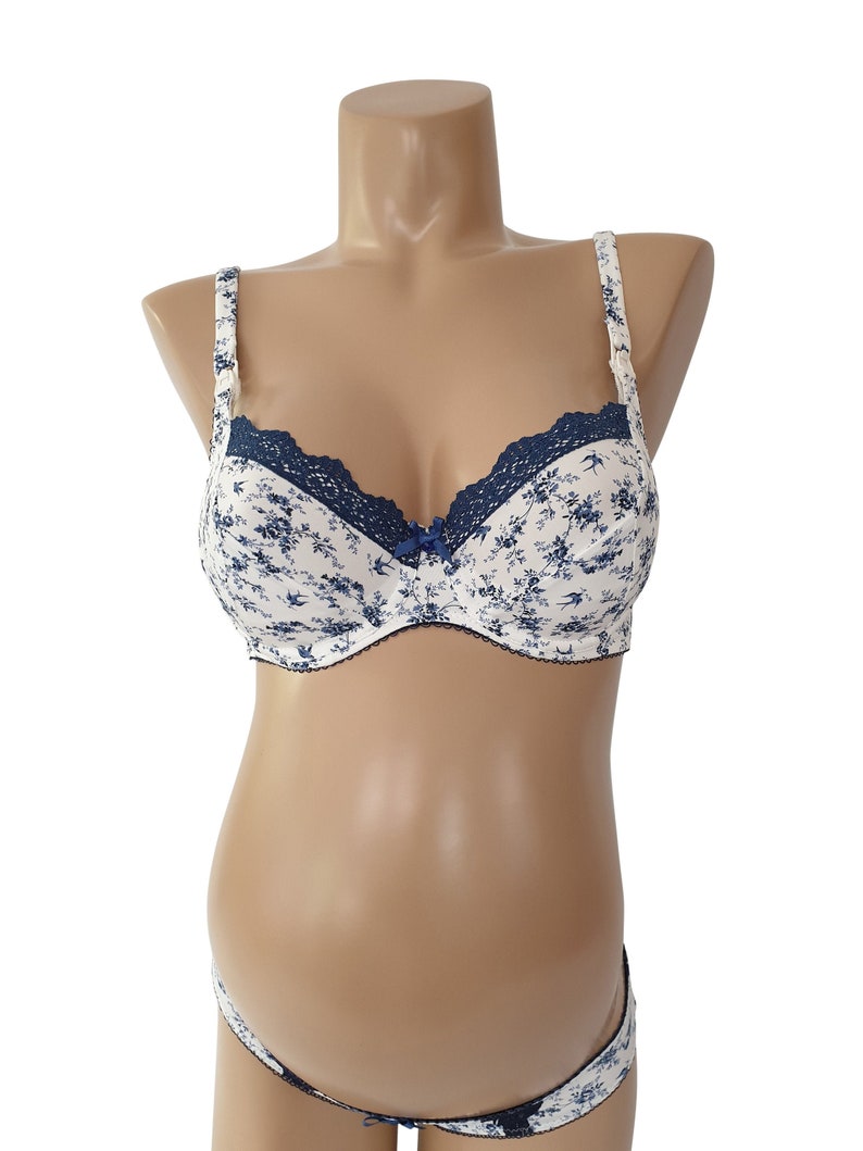 Camila Nursing Bra Bluish Floral Pattern Extra Support Etsy