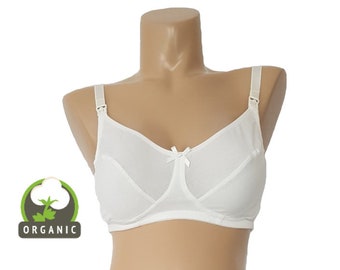 100% Organic Cotton Nursing Bra - Soft and Comfortable Support, Easy to Use Friendly Breastfeeding. Bogema Lingerie.