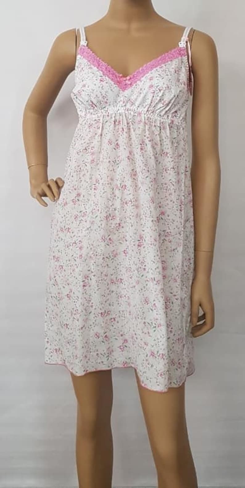 maternity sleepshirt nursing sleepshirt nightgown White Rose breastfeeding sleepwear