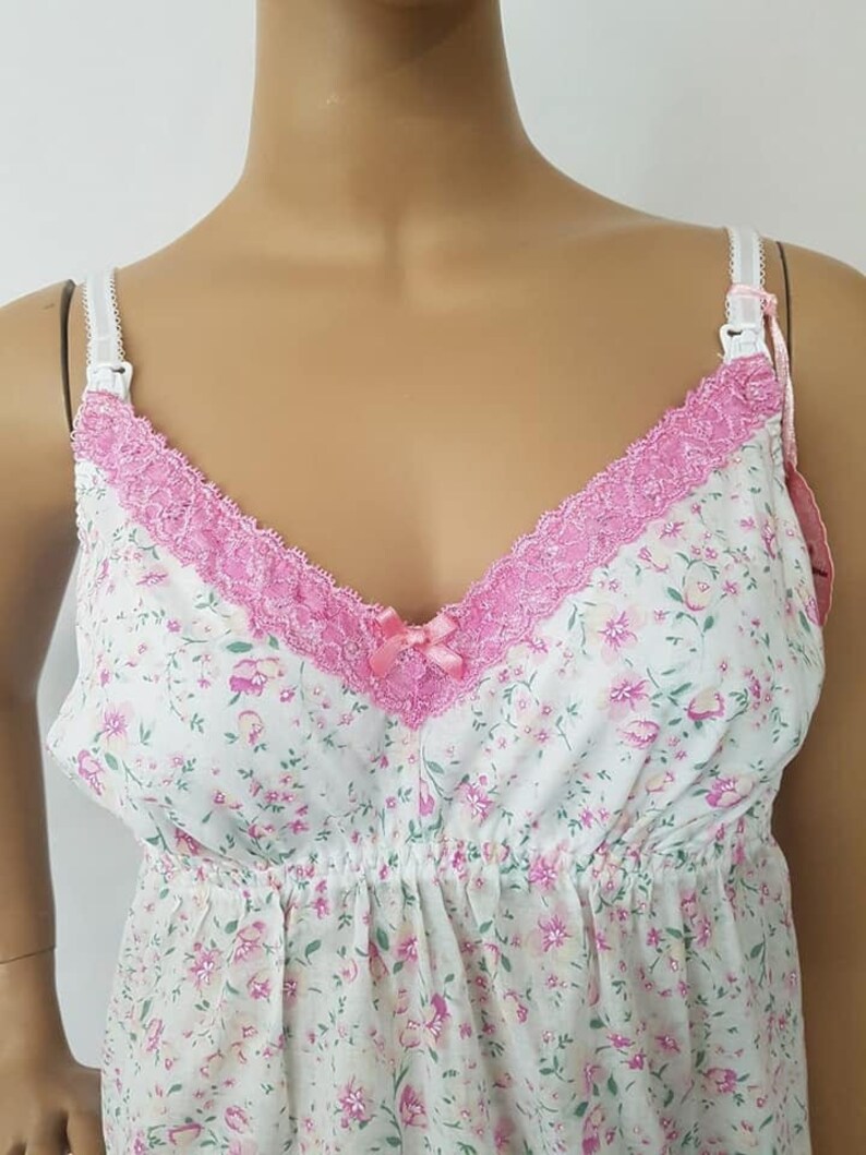 maternity sleepshirt nursing sleepshirt nightgown White Rose breastfeeding sleepwear