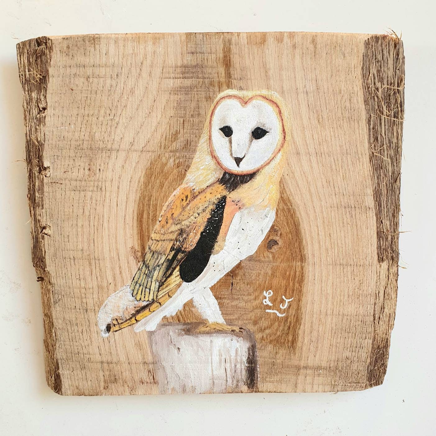 Peinture sur Bois Recyclé Tableau Pour Décoration Mural Chouette