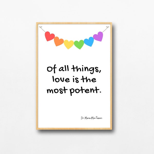 Maria Montessori Quote Poster | Colourful Homeschool Poster | Rainbow Playroom Poster