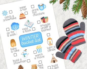 Winter Bucket List | Kids Winter Bucket List Printable | Instant Digital Download