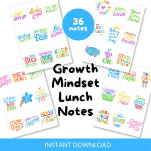Positive Lunchbox Notes | 36 x Colourful Mindful Quotes | Instant Download