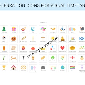 Celebration Icons for Childrens Weekly Planner | Visual Timetable for Kids | Printable Autism Routine Chart