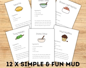 Mud Kitchen Recipes | 12 x Fun Recipe Posters and Flashcards for Sensory Play