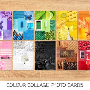 Pósteres con fotografías de muestras de colores / Tarjetas de collage de colores Montessori / 10 pósteres imprimibles con imágenes de alta resolución