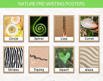 Nature Pre-Writing Shapes | Nature Shape Posters | Home Ed Resource | Instant Download