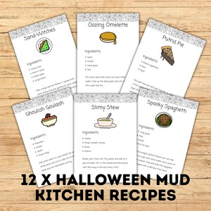 Halloween Mud Kitchen Recipes | 12 x Posters & Flashcards for Spooky Sensory Play | Instant Download