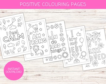 Positive Affirmation Colouring Pages | Mindfulness Colouring Sheets | Mindful Quotes for Kids