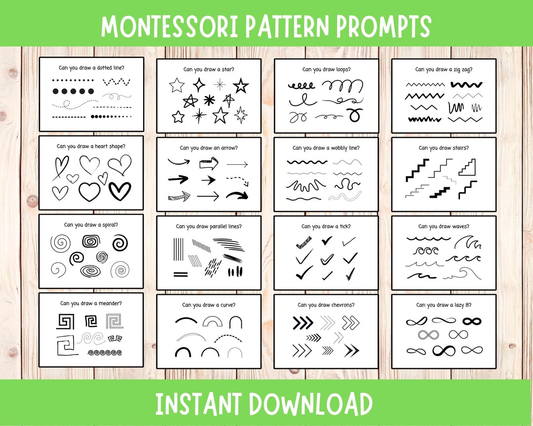 Patterns Inquiry Prompt Montessori Pattern Prompts | Fine Motor Skills Worksheets | Handwriting ...