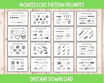 Montessori Pattern Prompts | Fine Motor Skills Worksheets | Handwriting Practice | Instant Download
