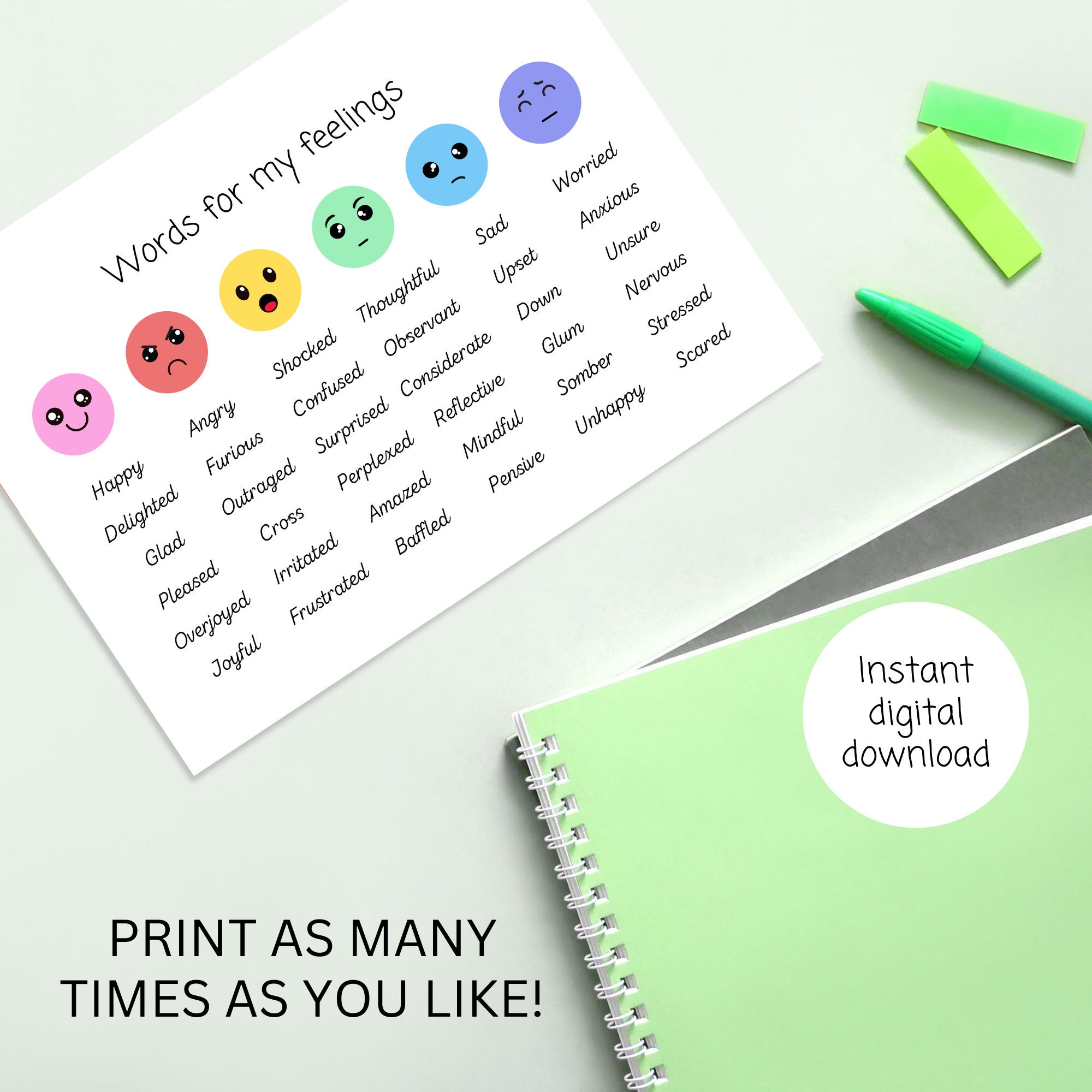 Words for My Feelings Poster Emotion Synonym Poster SEN, Autism, ADHD