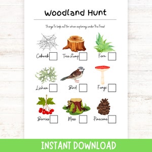 Woodland Nature Hunt | British Wildlife I Spy Game | Printable Woodland Spotter Sheet for Kids