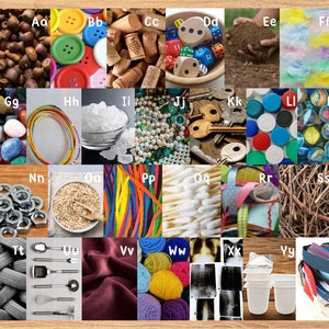 Loose Parts Alphabet Posters | Montessori Reggio Photo Cards with High Quality Images | Instant Download