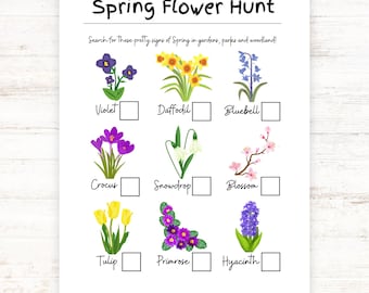Spring Flower Scavenger Hunt | Kids' Spring I Spy Game (Instant Download)