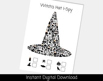 Witch's Hat I-Spy Sheet | Kids Halloween Party Activity | Instant Download