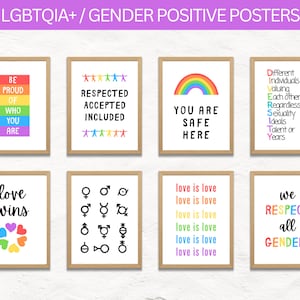 Posters LGBTQIA+ pour la classe | Lot d&#39;affiches sur la positivité des sexes | Affiches du Mois de la fierté | Téléchargement instantané