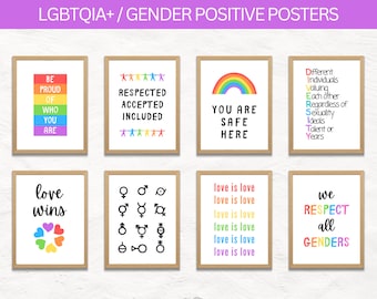 LGBTQIA+ Classroom Posters | Gender Positivity Poster Bundle | Pride Month Posters | Instant Download