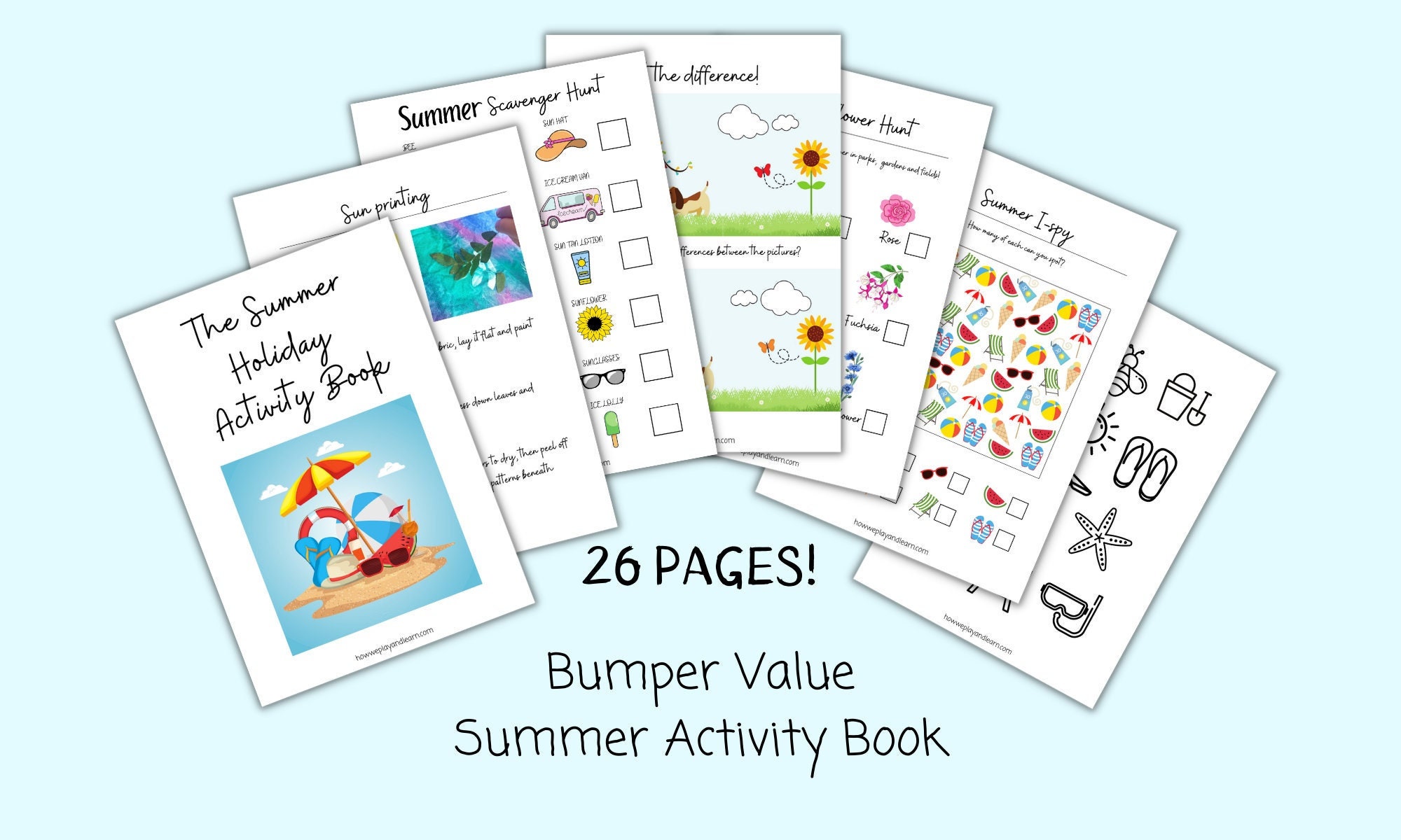 summer holiday activity book 26 x colouring pages activity etsy india