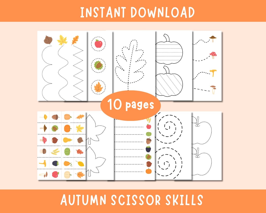 Autumn Nature Cutting Practice | 10 X Autumn Scissor Skill Sheets ...