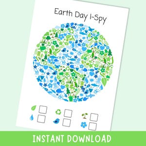 Karta pracy „I-Spy” na Dzień Ziemi | Temat recyklingu Planety Ziemia do wydrukowania dla dzieci | Natychmiastowe pobranie cyfrowe
