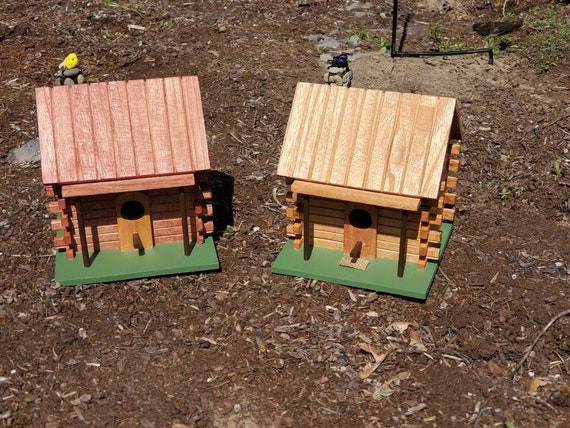 Log Cabin Birdhouses Hand Painted Etsy