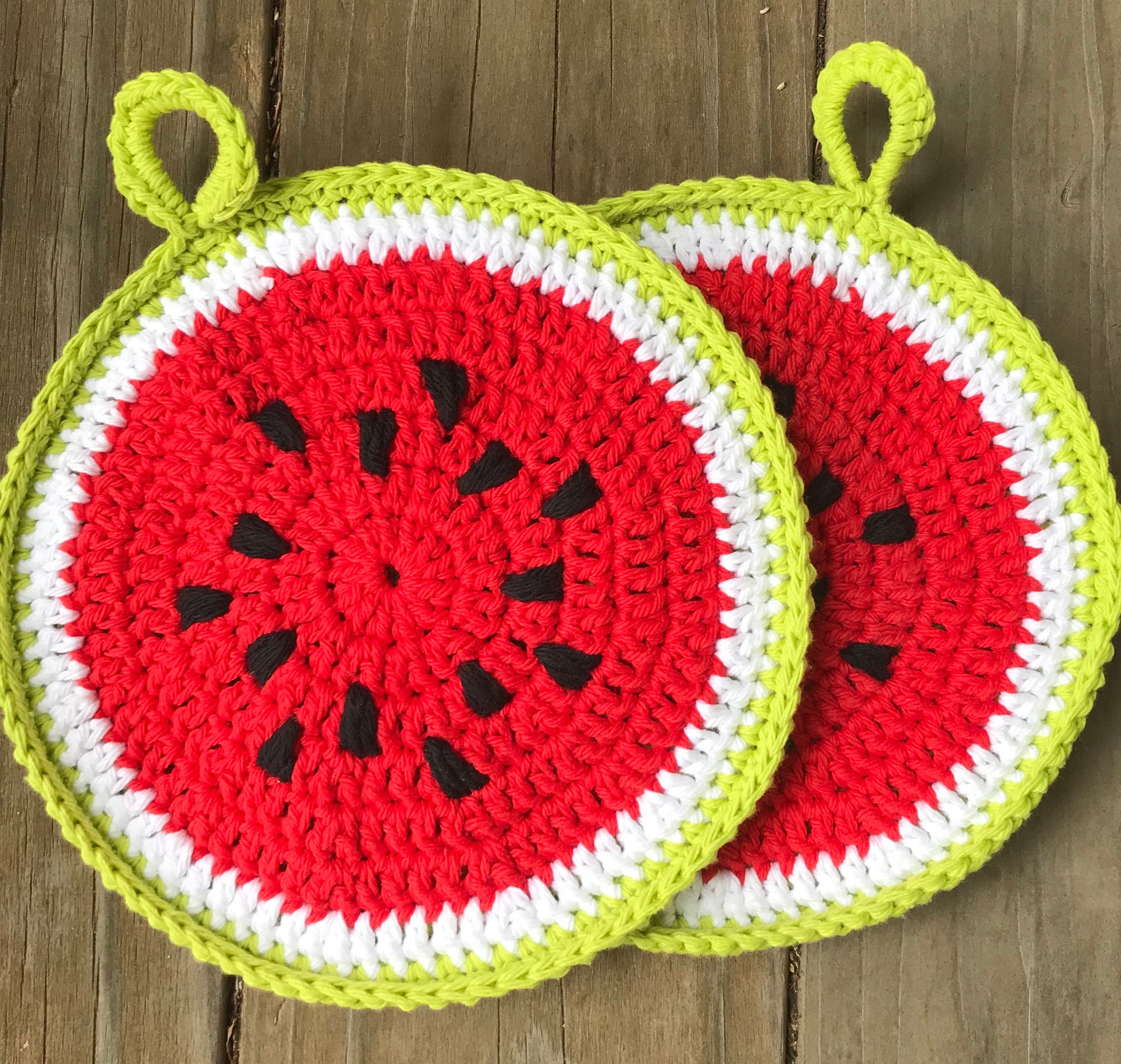 Crochet Watermelon Potholder PATTERN ONLY Etsy
