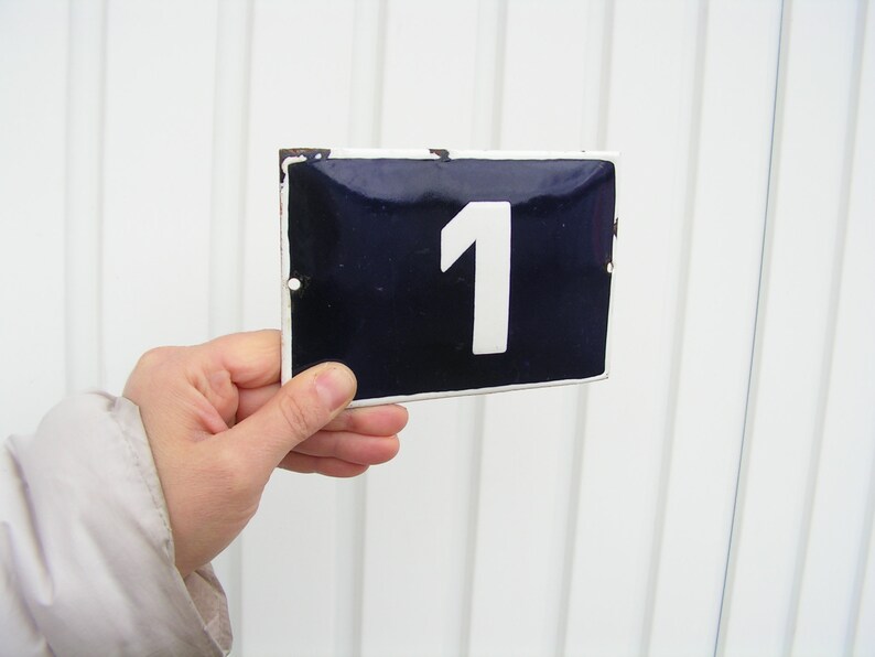 Sign 1 Enamel House Number 1 Porcelain Sign Door Number 1 - Etsy
