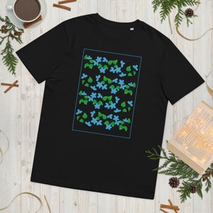 Floral Wildflower Organic Cotton T-shirt, Blue Flower T-shirt, Nature And Garden Lover T-shirt, Botanical Tee, Gift For Her