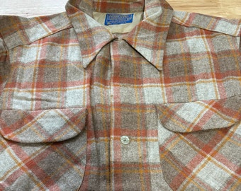 Pendleton pure wool plaid Large 60s/70s shirt jacket