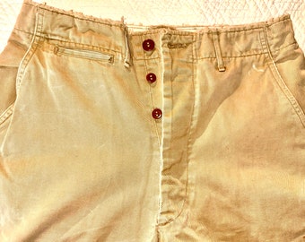Vintage 60's Army Military Khakis Chinos Zip Fly Trousers Pants Sz