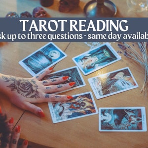 Lecture du Tarot - Posez jusqu'à 3 questions | Lecture de cartes de tarot psychique | Lecture d'amour, lecture de carrière, lecture générale | Lecture le jour même