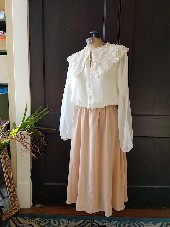 1970s 1980s Vintage chiffon and lace dress by Norm