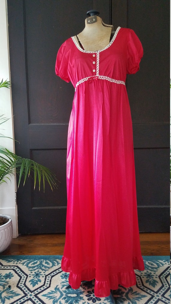 1970s Red Polyester Nightgown