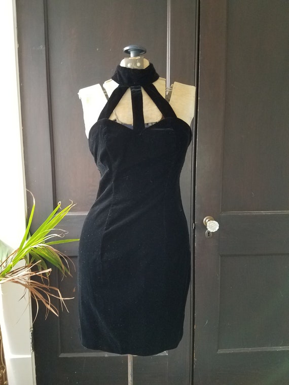 1990s Velvet Mini Dress - image 1