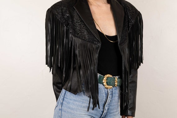 Extra Soft Black Leather Fringe Jacket - image 6