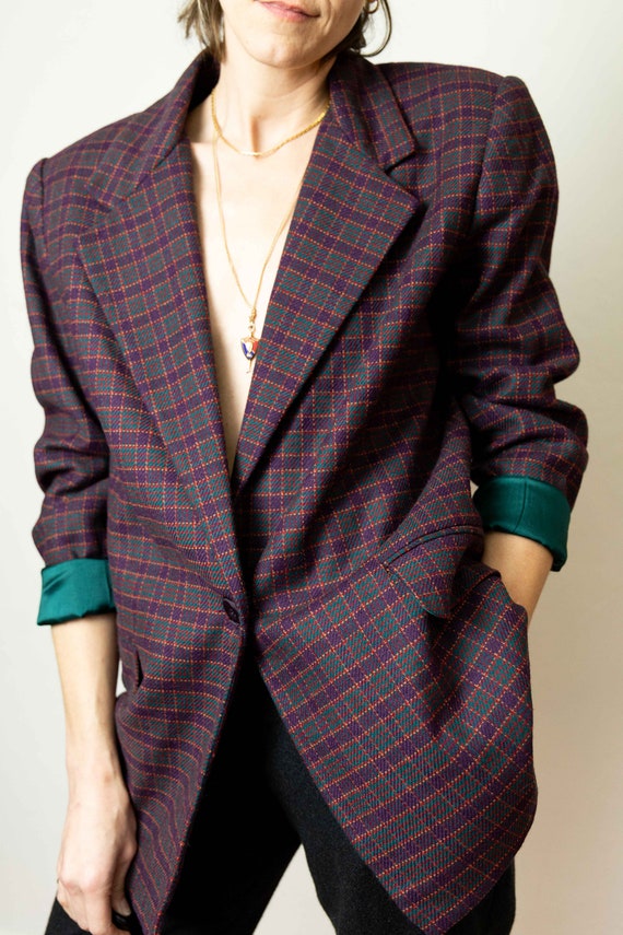 Jewel Tone Plaid Blazer - image 3